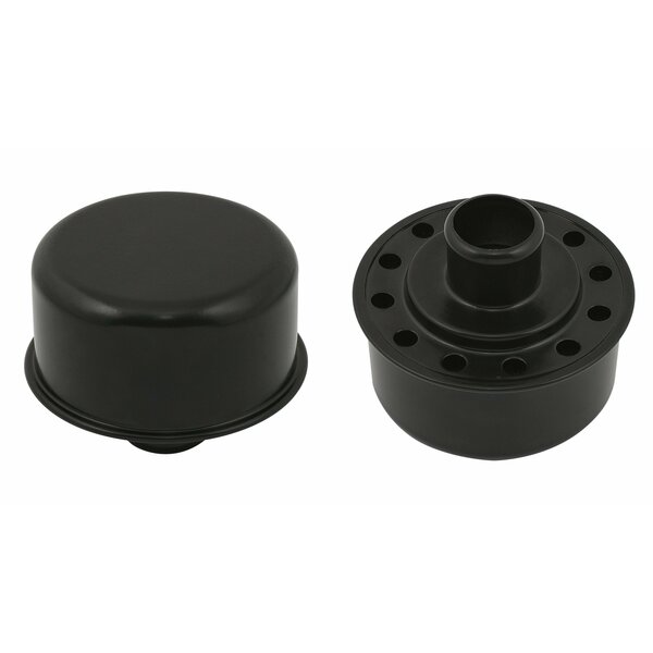 Mr Gasket Round 218 Tall x 212 Diameter Push In Flat Black Without Grommet 9810BP